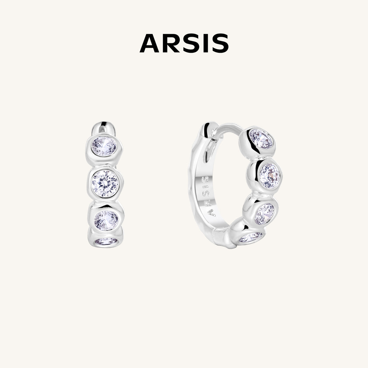 Crafted CZ Beaded Huggie Earrings