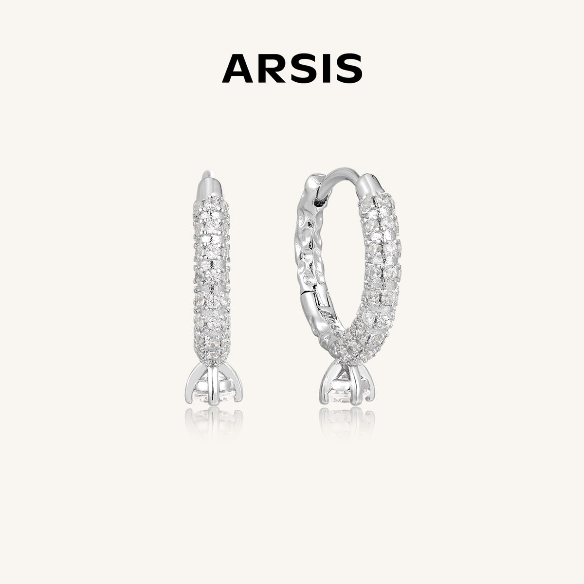 Cubic Zirconia Glacier Huggie Earrings