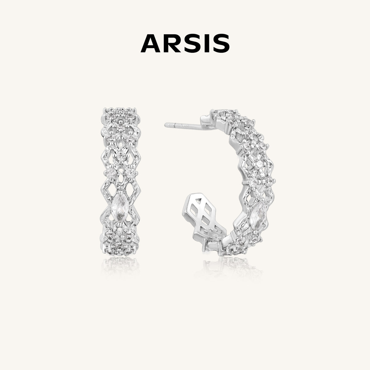 Crafted Cubic Zirconia Wave Earrings