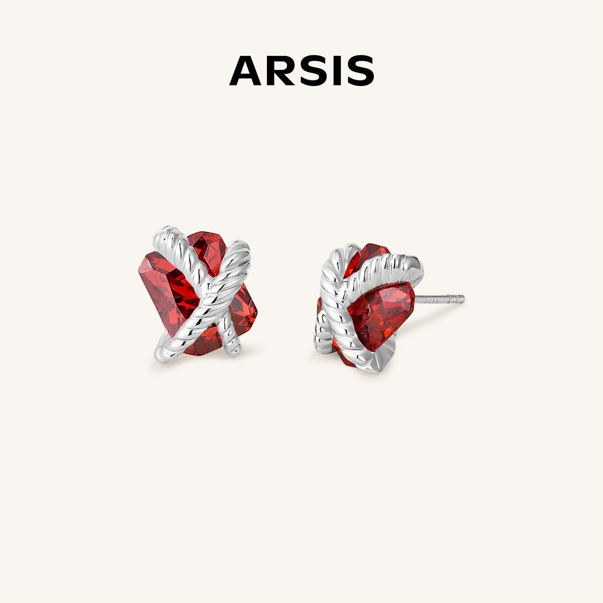 Cubic Zirconia Woven Sugar Cube Studs
