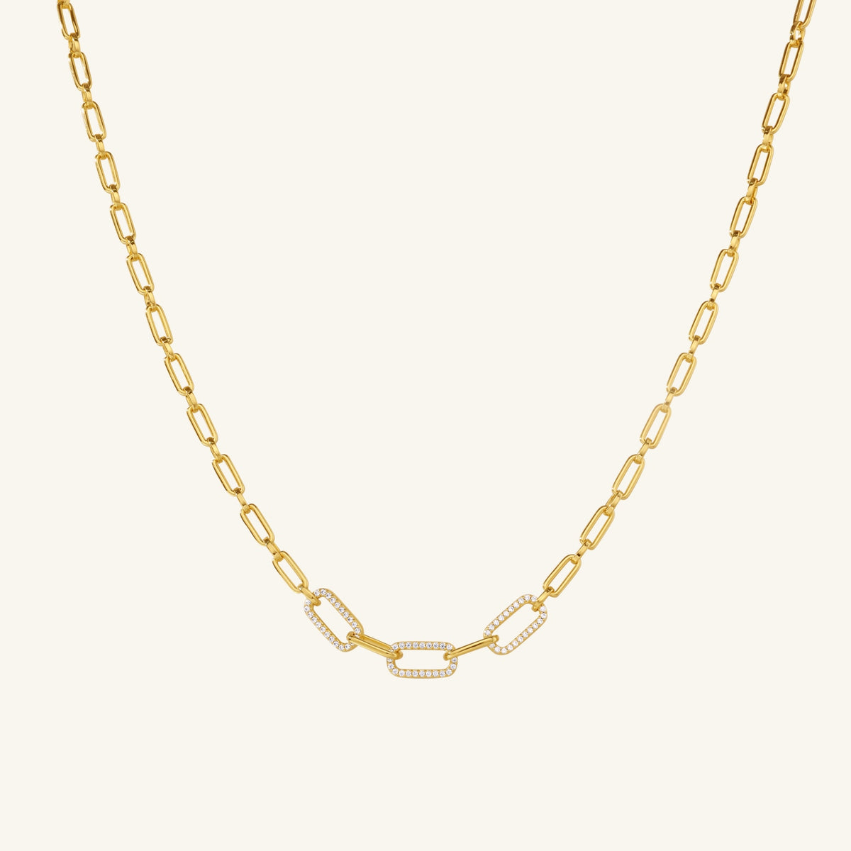 Pavé Paperclip Chain Necklace