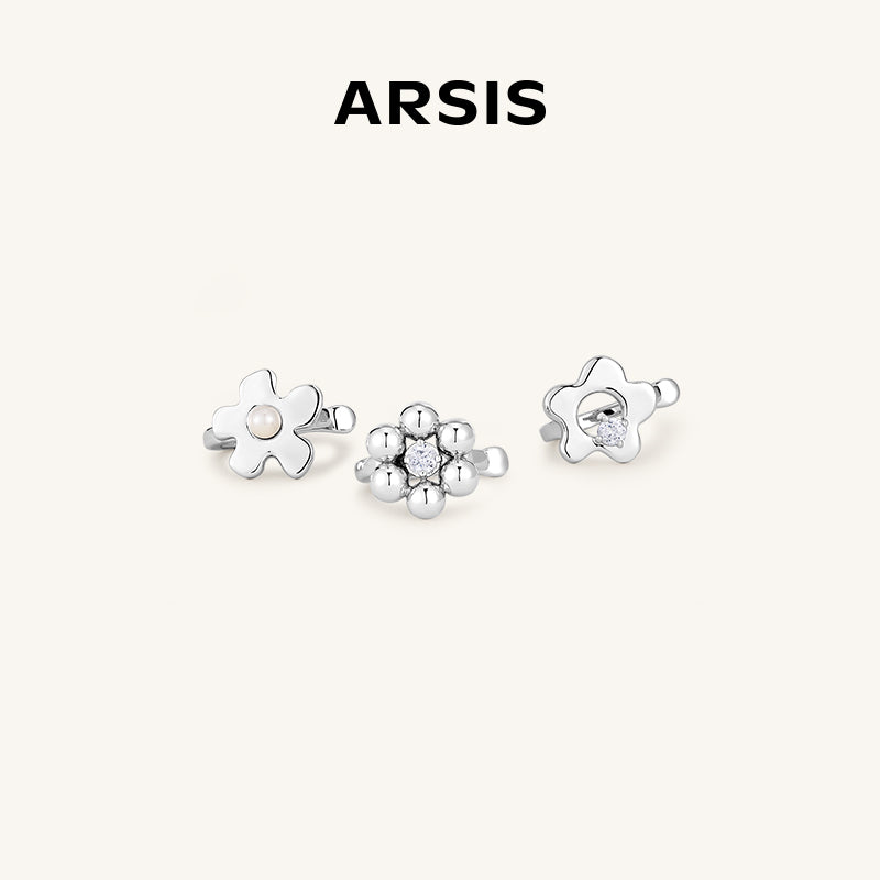 Cubic Zirconia Flower Earclip Set