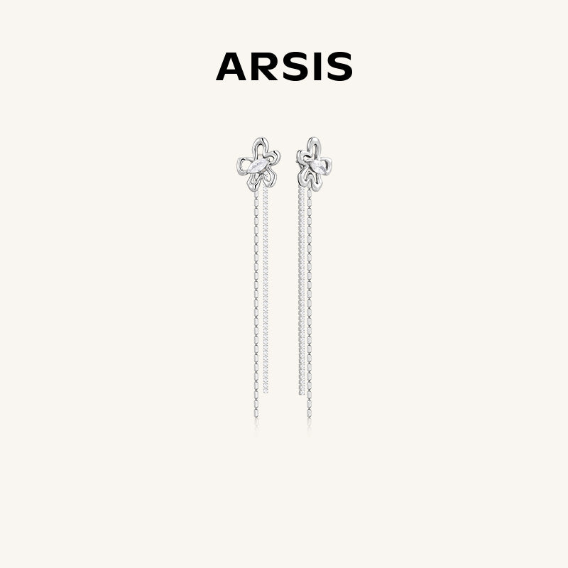 Cubic Zirconia Flower Tassels Earrings