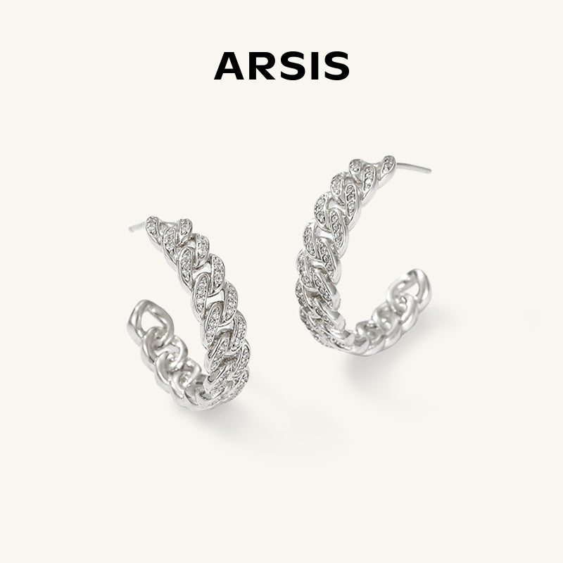 Cubic Zirconia Cuban Hoop Earrings