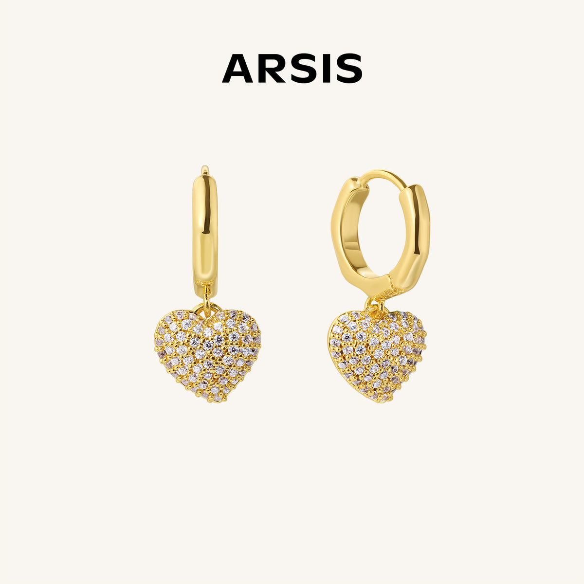 CZ Pavé Heart Huggie Earrings