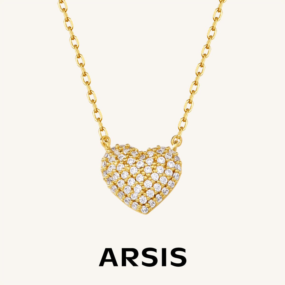 CZ Pavé Heart Collar Necklace